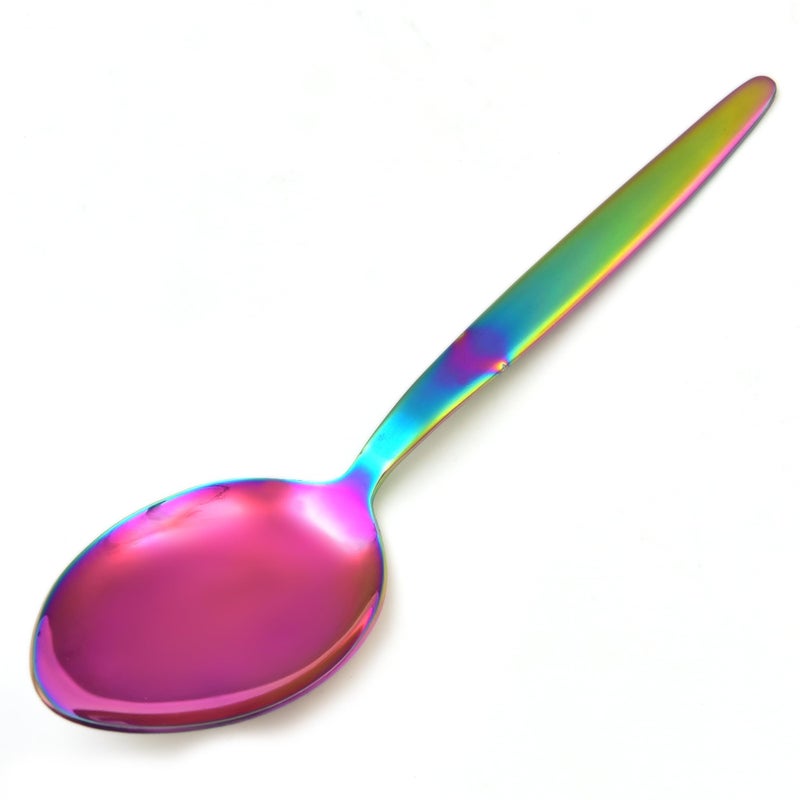 BNAZIND Kunz Spoons Cooking Spoons 18/10 Stainless Steel Titanium Shiny Rainbow Basting Spoon - 9 Inches Plating Spoons - Daily Chef Spoons - quenelle spoon - Serving Spoon - Image 1
